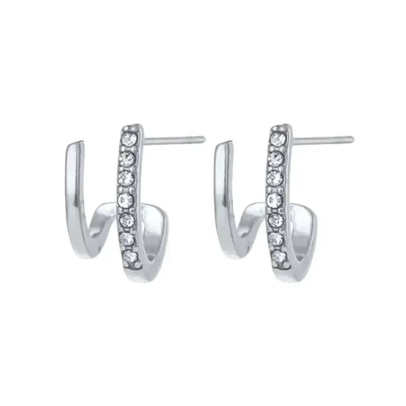 Cartilage 925 Silver Earrings Fashion C-shaped Zircon ear studs European American Geometric Piercing Earrings For Women Jewelry