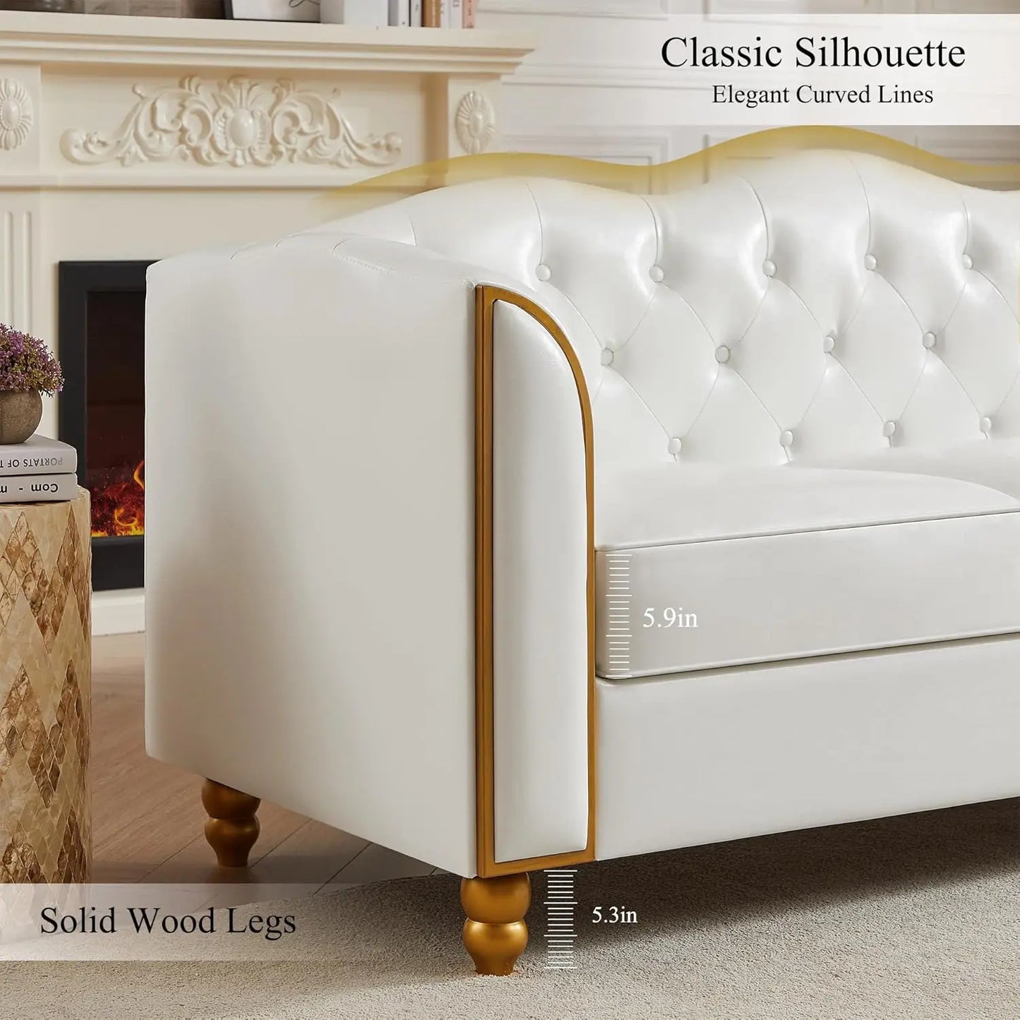 78" Leather Sofa Couch, Soft 3 Seater Sofa Living Room.