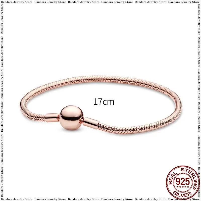 New in 925 Sterling Silver Snake Chain Charm Bracelet Fits Original Brand Pendant Charm Bead For Women Heart Bracelets Jewelry