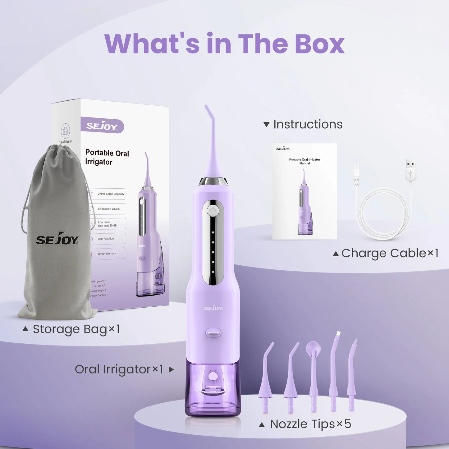 SEJOY Water Flosser for Teeth Irrigator Teeth Whitening Tool Portable Water Pick Personal Care Appliances Dental Teeth Cleaner