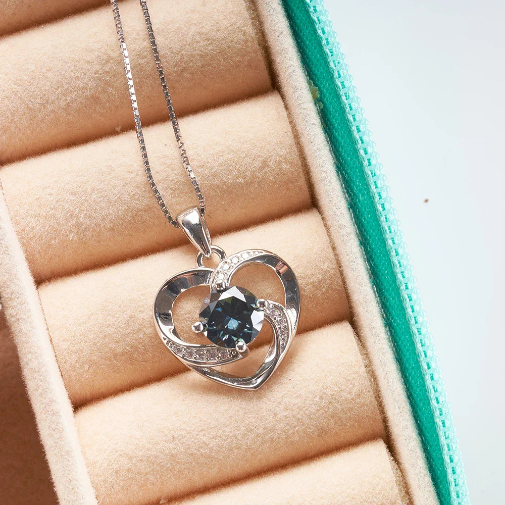 1 Carat Real Moissanite Pendant Necklace Silver Gold  Color 925 Sterling Silver Thick Neck Chain Jewelry Pass Diamond Tester