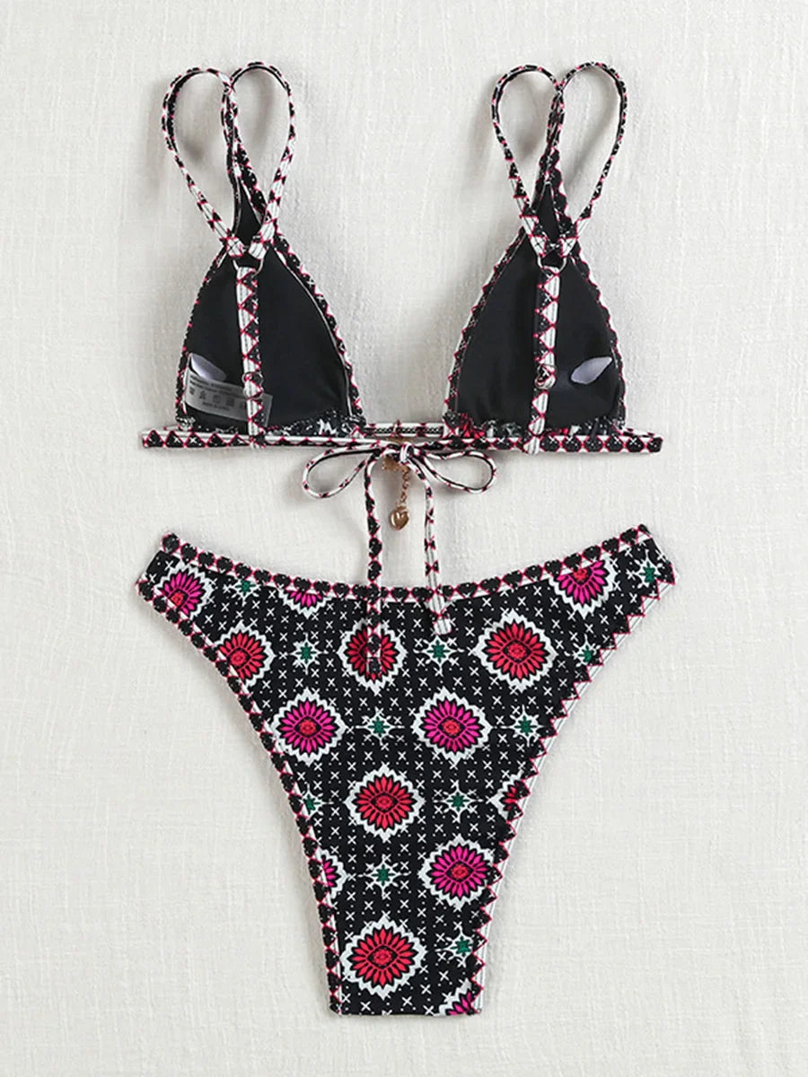 Micro Bikinis 2025 Sexy Women Swimsuits Female Swimwear Print Bikini Set Bathing Suit Swimming Suits Beachwear Thong Biquini