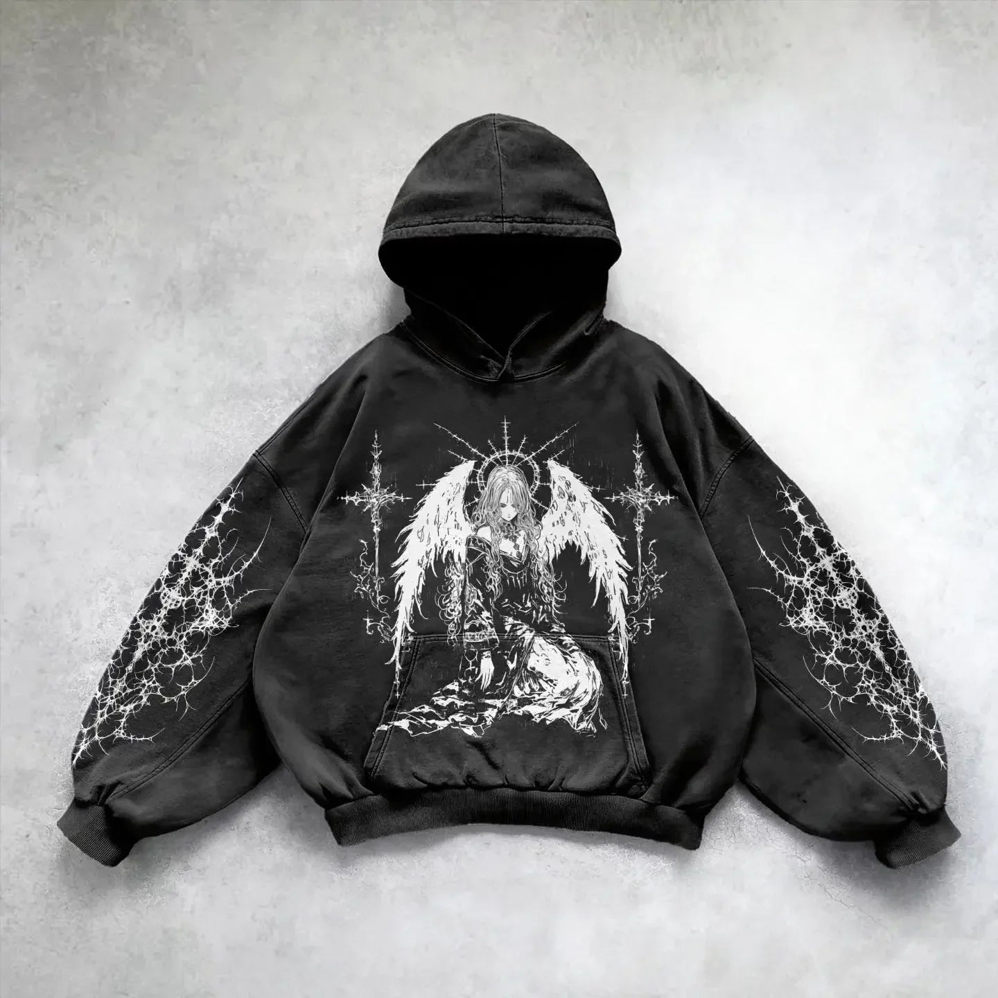 New goth streetwear sweatshirt hoodie demon girl print harajuku y2k tops oversized goth hoodies women couples gothic clothes
