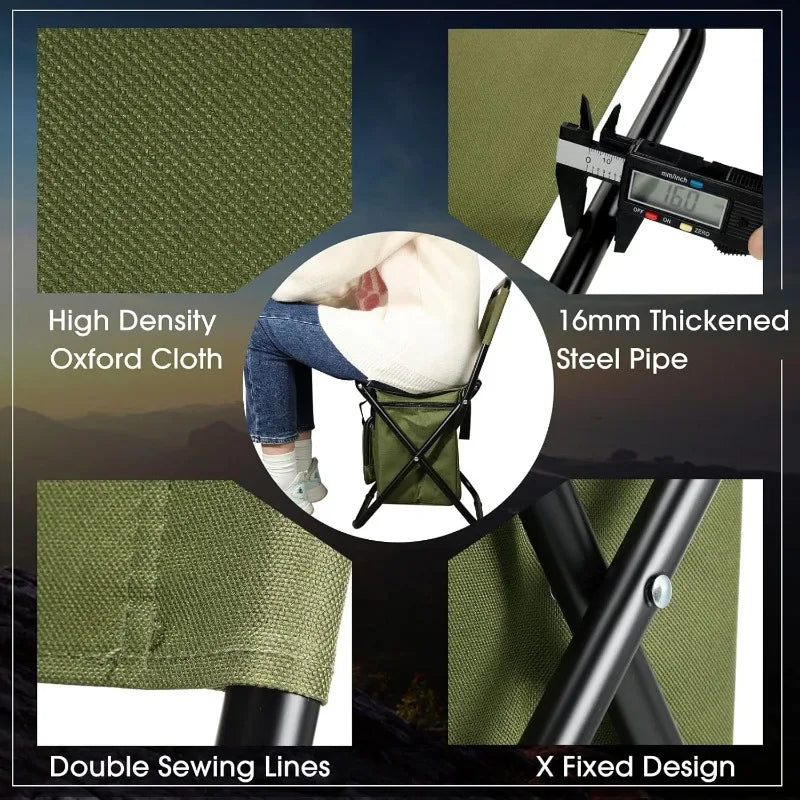 Fishing Chair with Cooler Bag, Foldable Fishing Stool Supports 220Lbs, Portable Lightweight Chair Outdoor Camping.