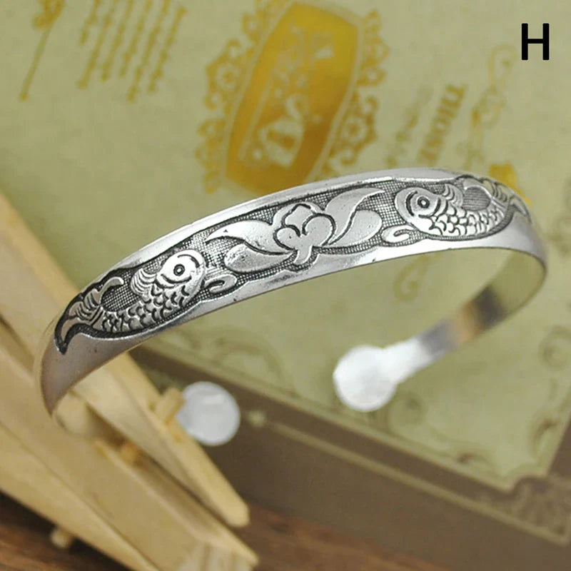 Retro Opening  Bracelet Jewelry Vintage Tibetan Silver Totem Carved Bangle Cuff