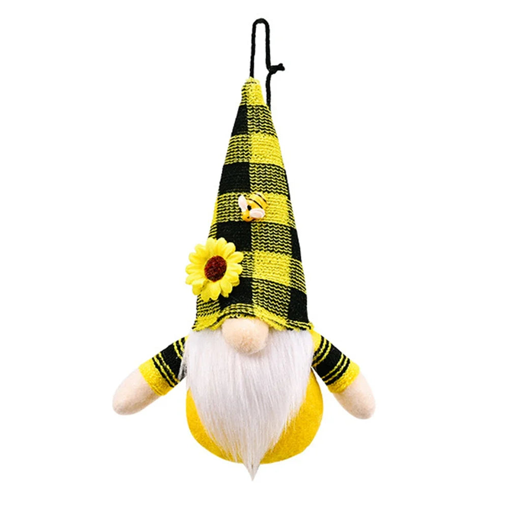 Sunflower Gnome for Home Decor Cute Bee Faceless Doll Pendant Wall Door Hanging Decoration Spring Summer DIY Figurines