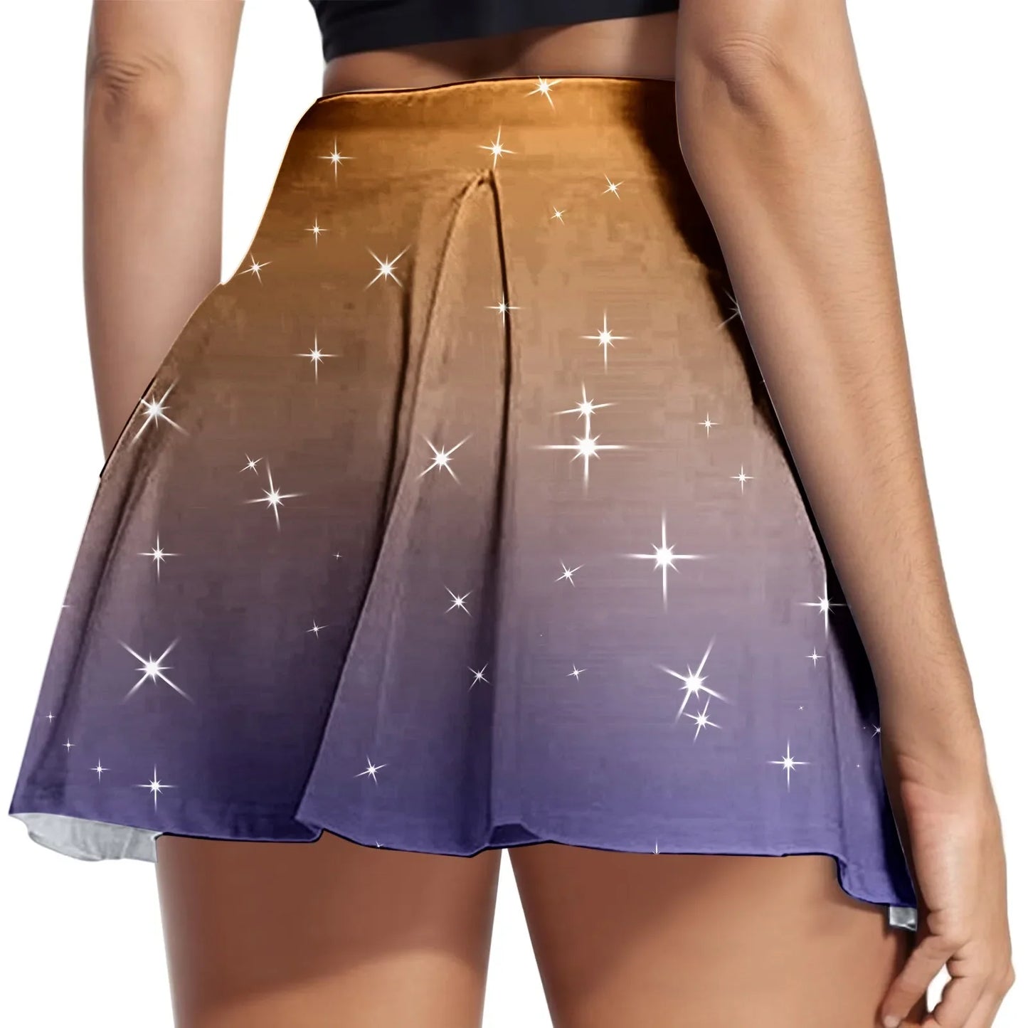 Women's Casual Tennis Skirt Printing Anti Permeability Sports Skirt High Waist Yoga Active Shorts Skirt Double Layers Bottoms