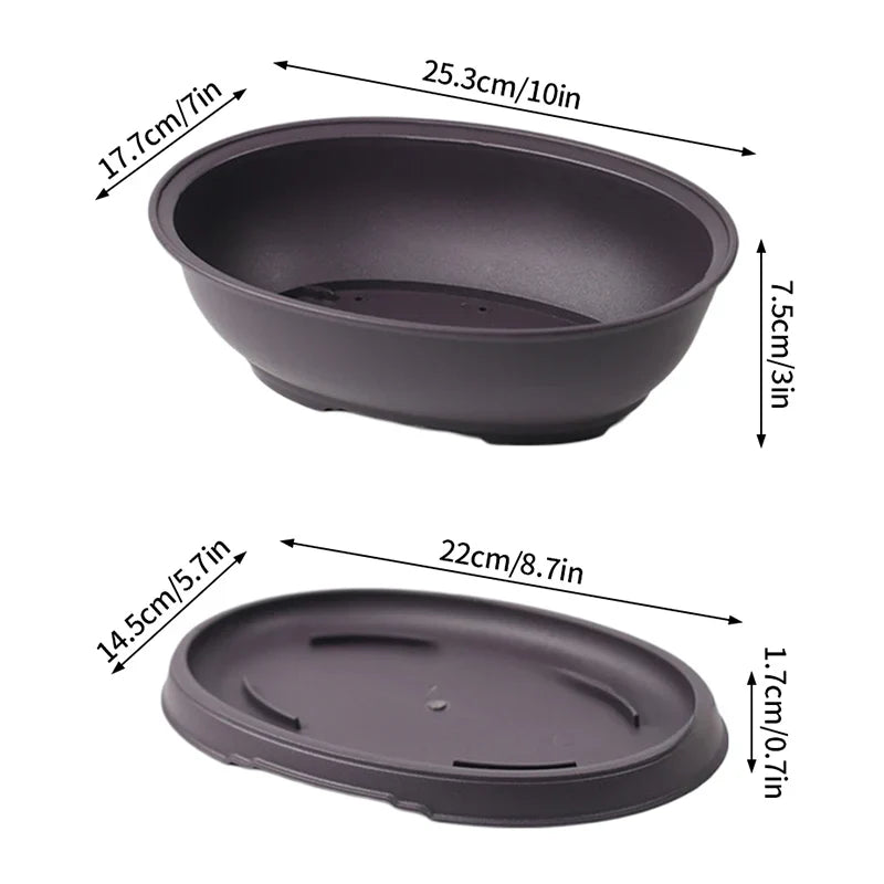 Rectangular Bonsai Training Pots Plastic Flowerpot with Drainage Tray Succulent Plants Pot Bonsai Plants Growing Pots Home Decor