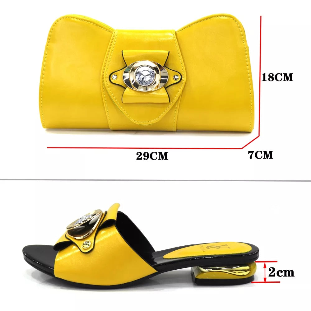 New Arrival - Italian Shoes with Matching Decorated Bags Set with Rhinestones