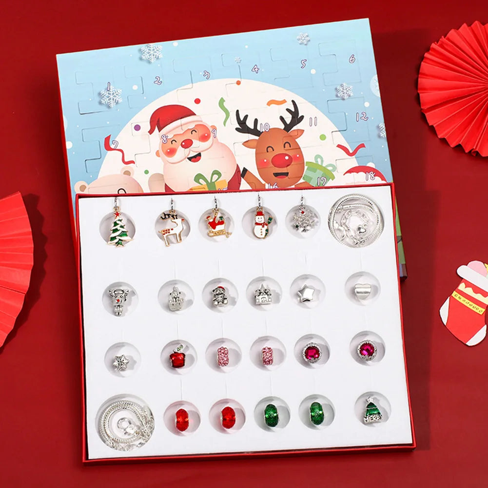 24-Grid Christmas Advents DIY Bracelet Gift Box Personalized Holiday Gift Box Toys For Kids Teens Boys Girls Beads Accesories