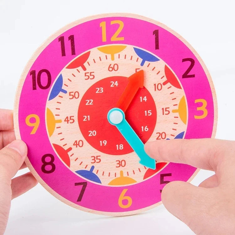 Kids Montessori Wooden Clock Toys Hour Minute Second Cognition Time Learning Teaching Aids Educational Toys for Children