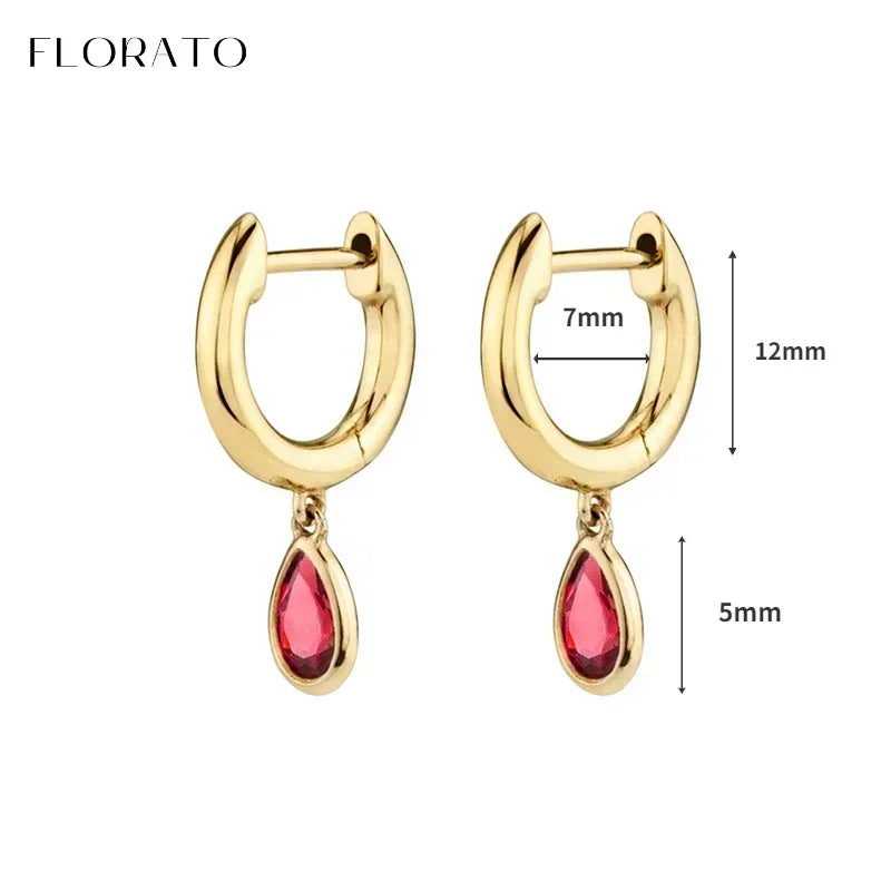 925 Sterling Silver Ear Needle Rose colors Zircon Hoop Geometric Pendant Earrings for women Luxury Fashion Wedding Jewellery2023