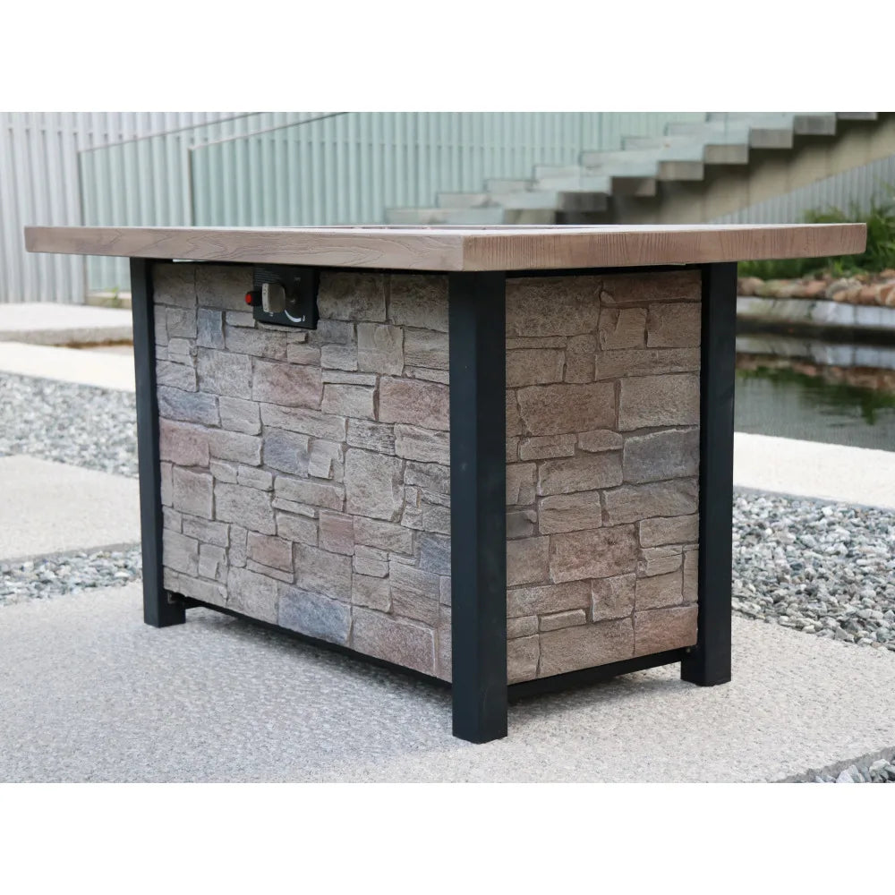44" W x 25" H Outdoor Patio Propane Gas Fire Pit Table - 50,000 BTU High-temperature-resistant carving process