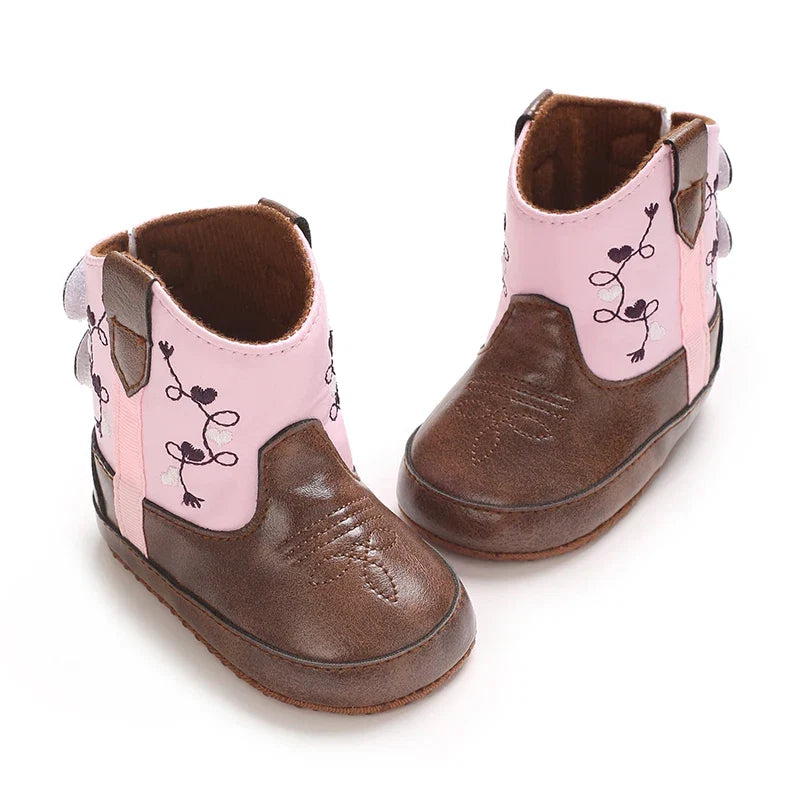 Western Denim Baby Winter Boots, Fashion Warm Casual First Walkers Shoes for Boys Girls 0-18 Months ﻿