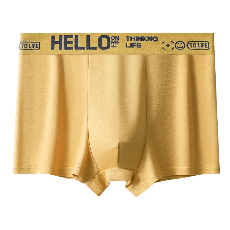 Men's Mid-Waist Thin Briefs Breathable Comfortable Large Size Sports Boxer Shorts Youth Flat Briefs Underwear Polyester Fiber