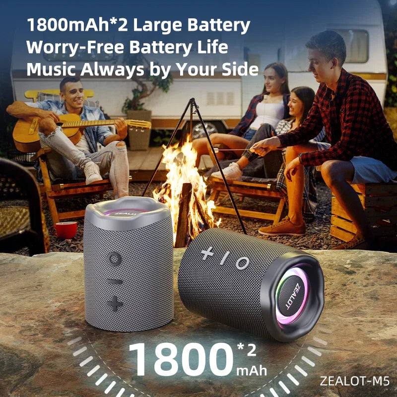 ZEALOT-M5 Magnetic Bluetooth Speaker 2-in-1 Power on Couplet Mini Speaker Macaron Color Dual Channel RGB Light Bluetooth 5.4