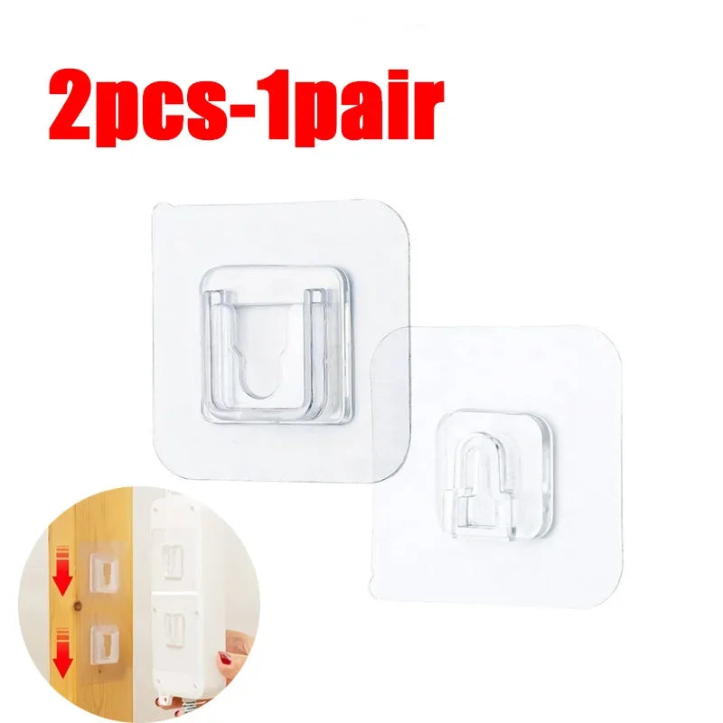 Double Sided Adhesive Wall Hooks Hanger Strong Transparent Suction Cup Storage Socket Hooks Bathroom Kitchen Bedroom Hook Kit