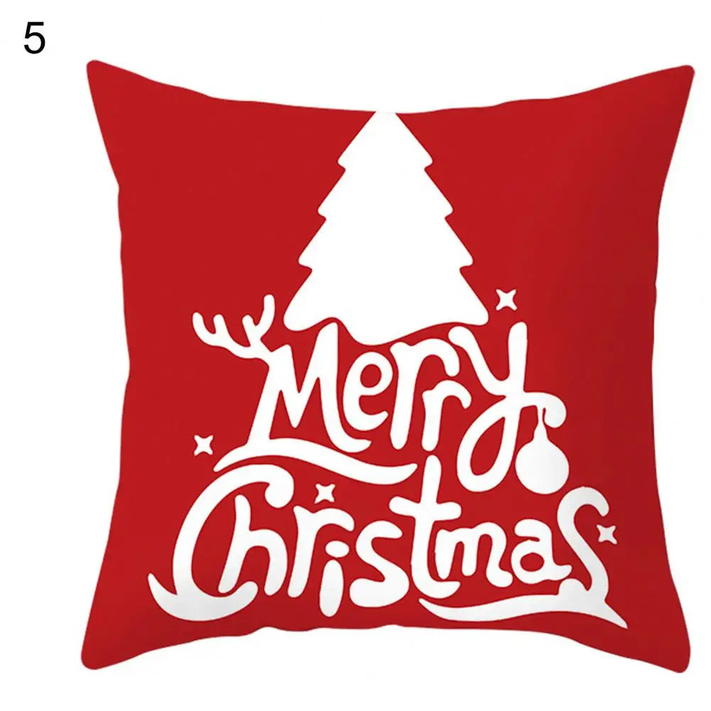 Useful Christmas Pillow Cover Smooth Christmas Pillowcase Breathable Christmas Sofa Chairs Pillow Cover  Skin-friendly