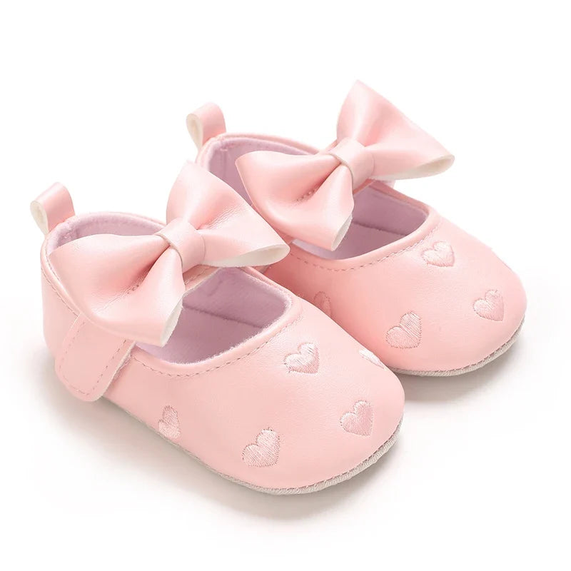 0-1Year Baby Shoes Infant Pre-Walker Shoes Girls Princess Bow Shoes Cute Breathable Flower Soft Sole Casual Sports Footwear
