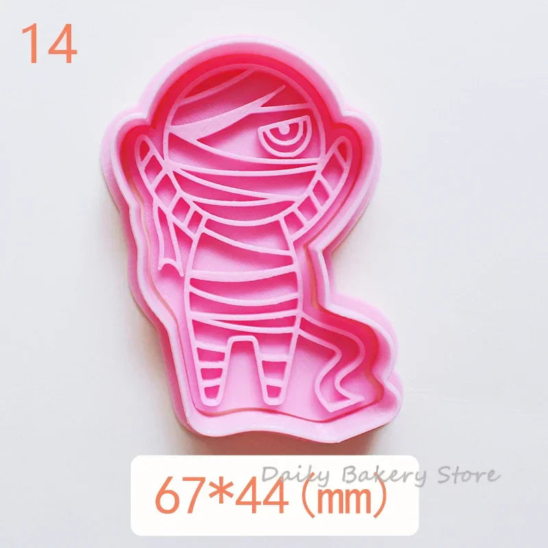 Halloween Skull Cookie Cutters PLA Cartoon Pressable Gingerbread Man Biscuit Stamp Chocolate Mold Cake Decorating Tools