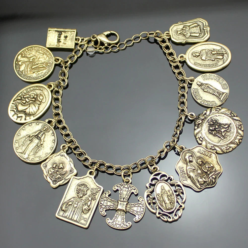 Women's Mythology Fairytale Bracelets Beads Charms Mermaid Seahorse Link Chain Crystal Bangle Armband Aesthetic Jewelry Vintage