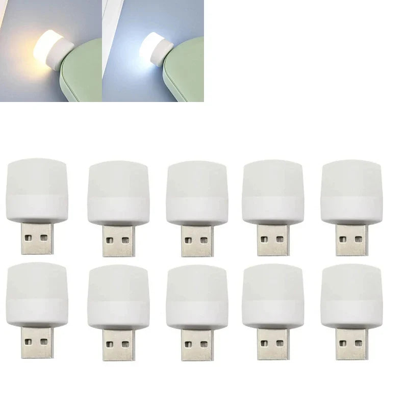 USB Night Light Mini LED Night Light USB Plug Lamp Power Bank Charging USB Book Lights Small Round Reading
