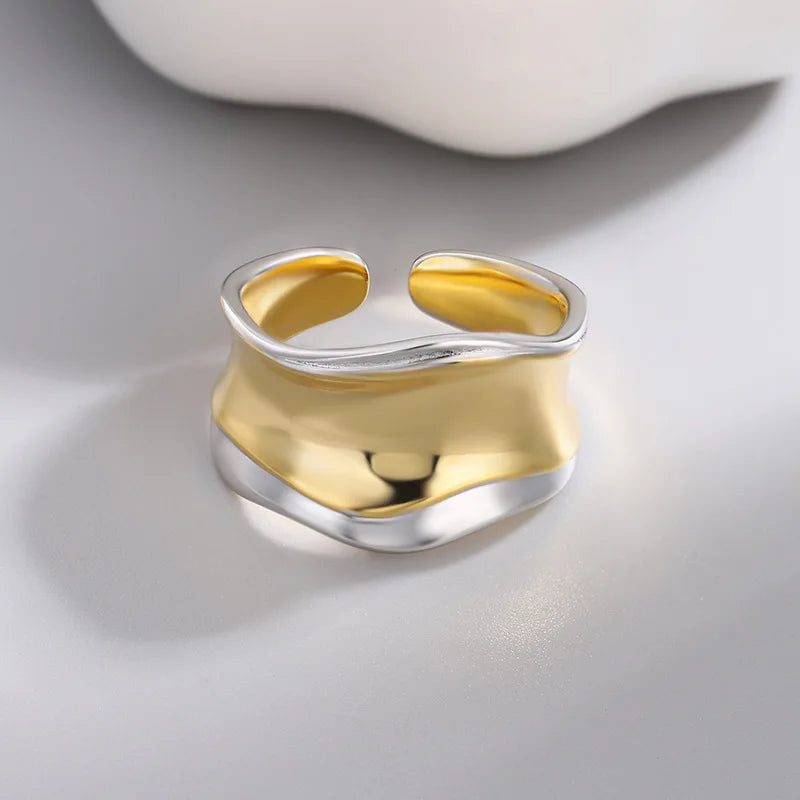925 Sterling Silver Open Finger Mobius Ring Twist for Women Golden Rock Punk Lines Stackable Jewelry Gift Dropship Wholesale