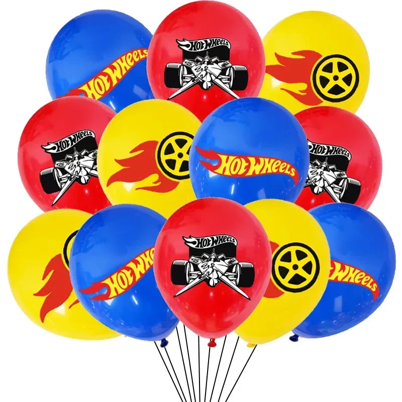 Hot Wheels Party Disposable Tableware Balloon Cup Plates Tablecloth Background Birthday Party Decor Baby Shower Party Supplies