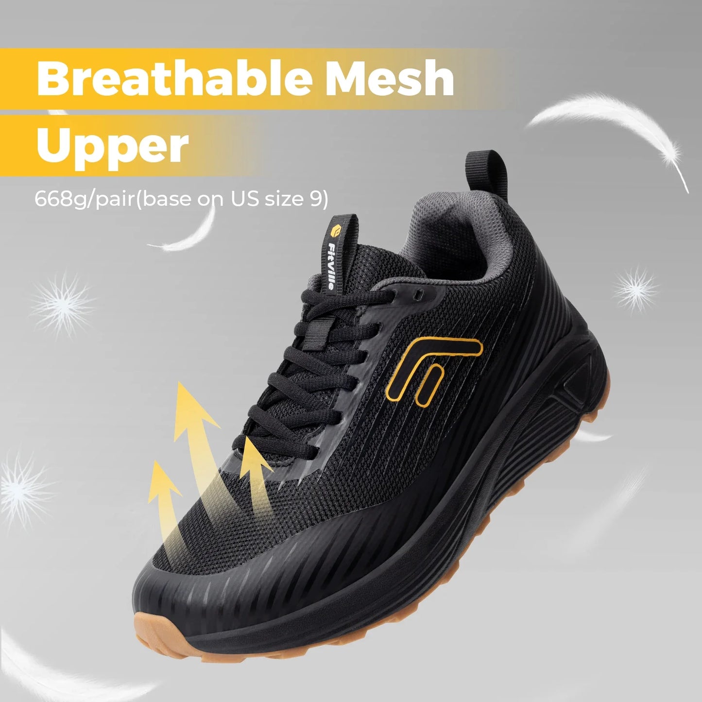 Fittington Men’s Sports Shoes Extra Wide Trail Running Shoes for Men Non-slip Men Sneakers Cushioning Hiking Shoes Support Arch