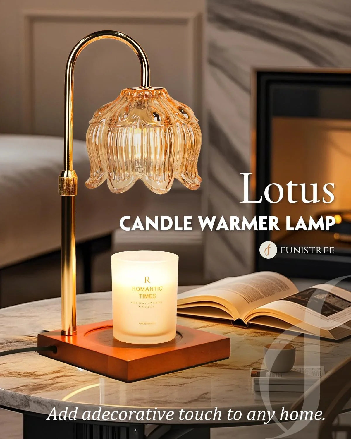 Flower Candle Warmer Lamp with Timer, Gifts for Women, Mom Birthday, House Warming, New Home.