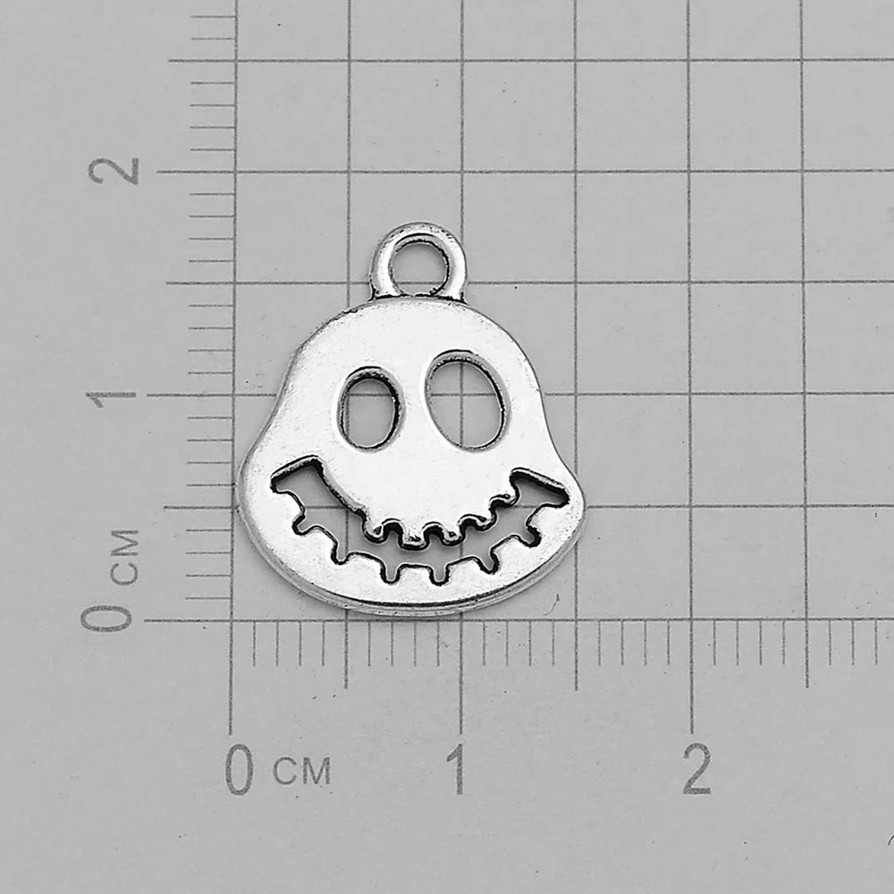 30pcs/lot Antique Witch Wizard Skull Spider Web Bat Boo Charms Halloween Pendant For Diy Jewelry Making Supplies Accessories