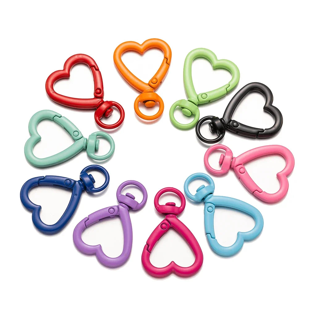 5Pcs Heart Shape Rotation Alloy Lobster Spring Clasps Openable Key Ring  Hook Carabiner Connector Dog Chain Buckles DIY Jewelry