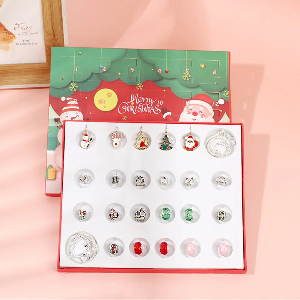 24-Grid Christmas Advents DIY Bracelet Gift Box Personalized Holiday Gift Box Toys For Kids Teens Boys Girls Beads Accesories