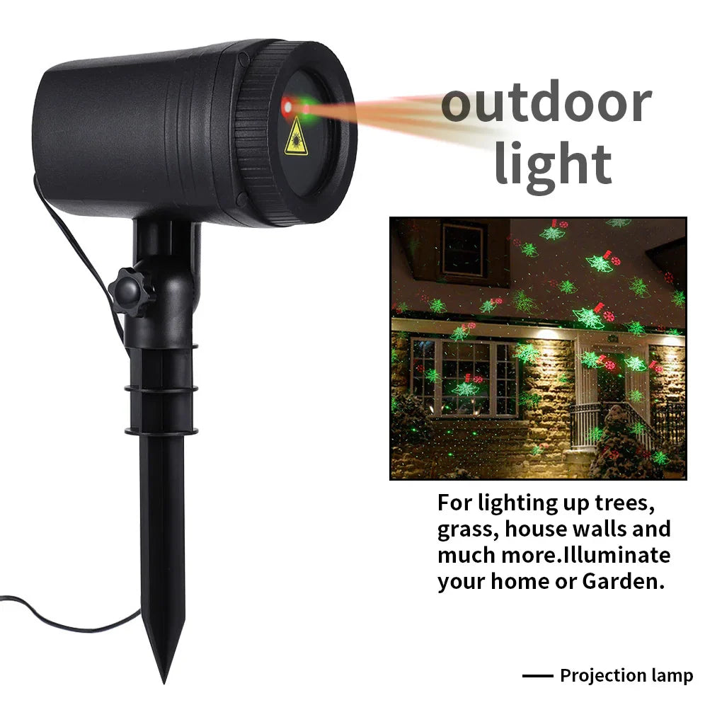 Christmas Outdoor Light Projector with Timer Function Remote Control Spotlight New Year Decoration US Plug