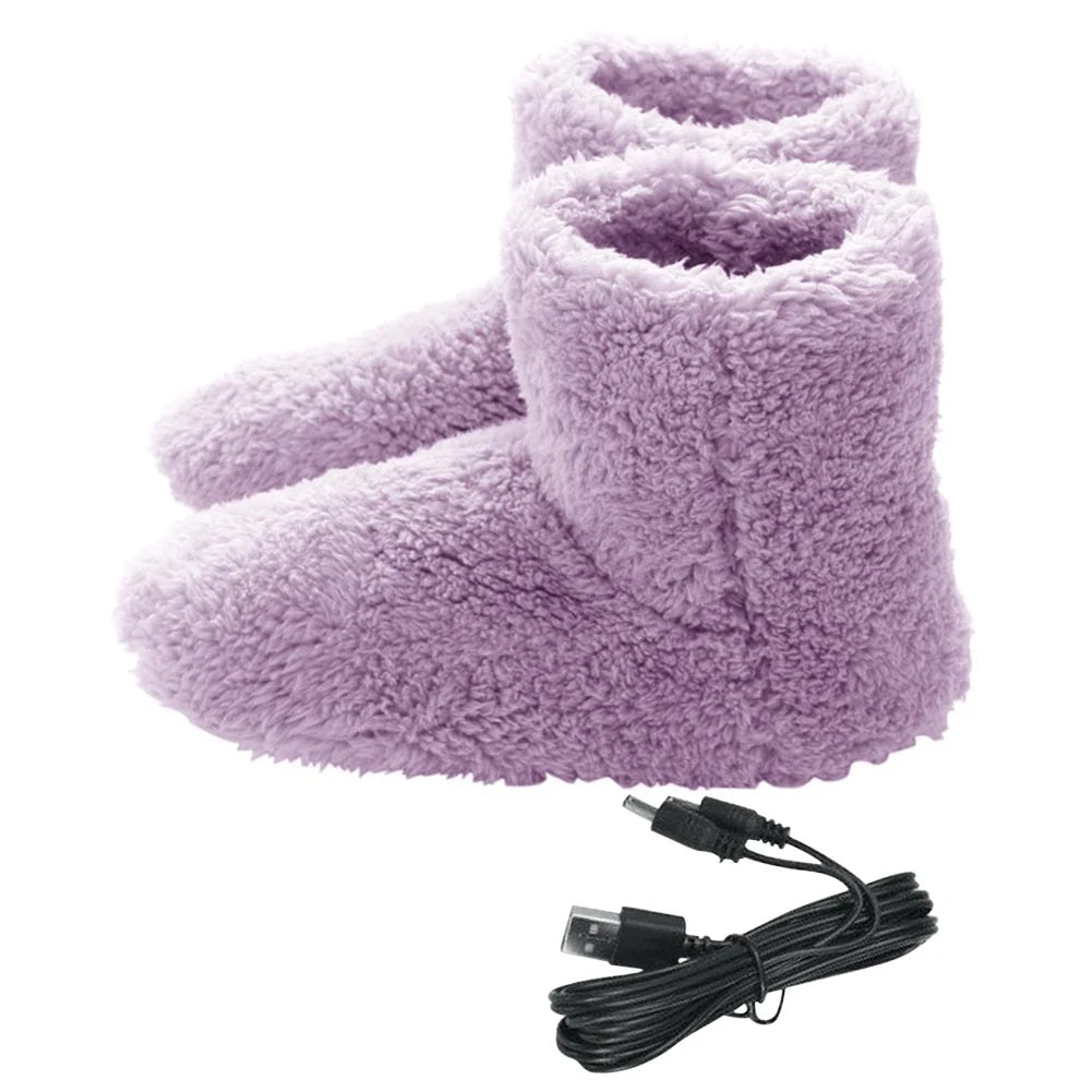 Women Men Electric Heating Shoes Washable USB Heated Shoes Rechargeable Foot Warmer Couples Home Shoes for Winter