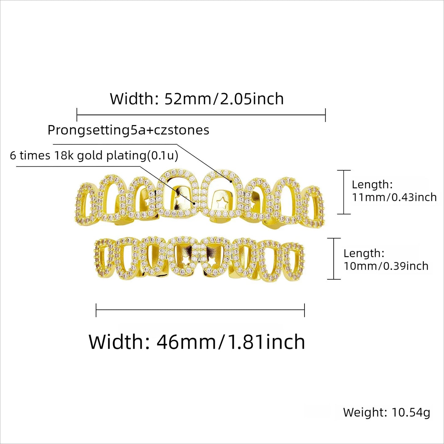 HipHop CZ Teeth Set For Unisex Top Bottom Mouth Gold Silver Color Teeth Tooth Cap Removable Dental Fashion Jewelry