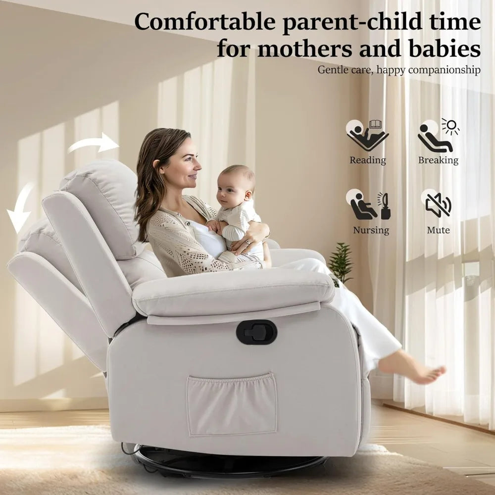 Swivel Rocker Recliner Massage Nursery Glider 360° Living Room Bedroom Beige, Custom