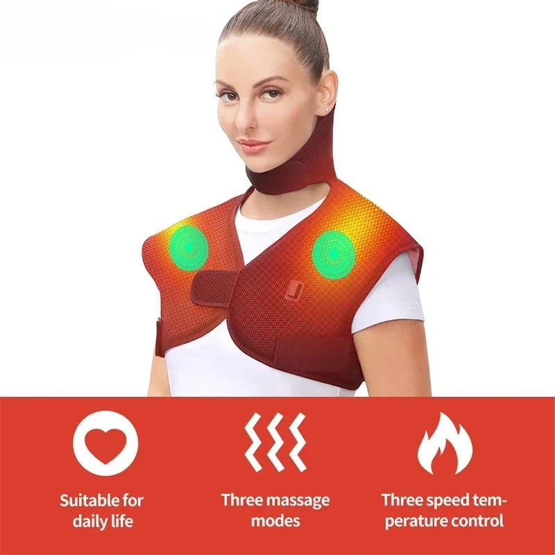 Electric Heated Vest Massage Shawl - 3-Level Heat Timer - Shoulder Back Muscle Relax Joint Comfort Winter Warmth Elderly Care