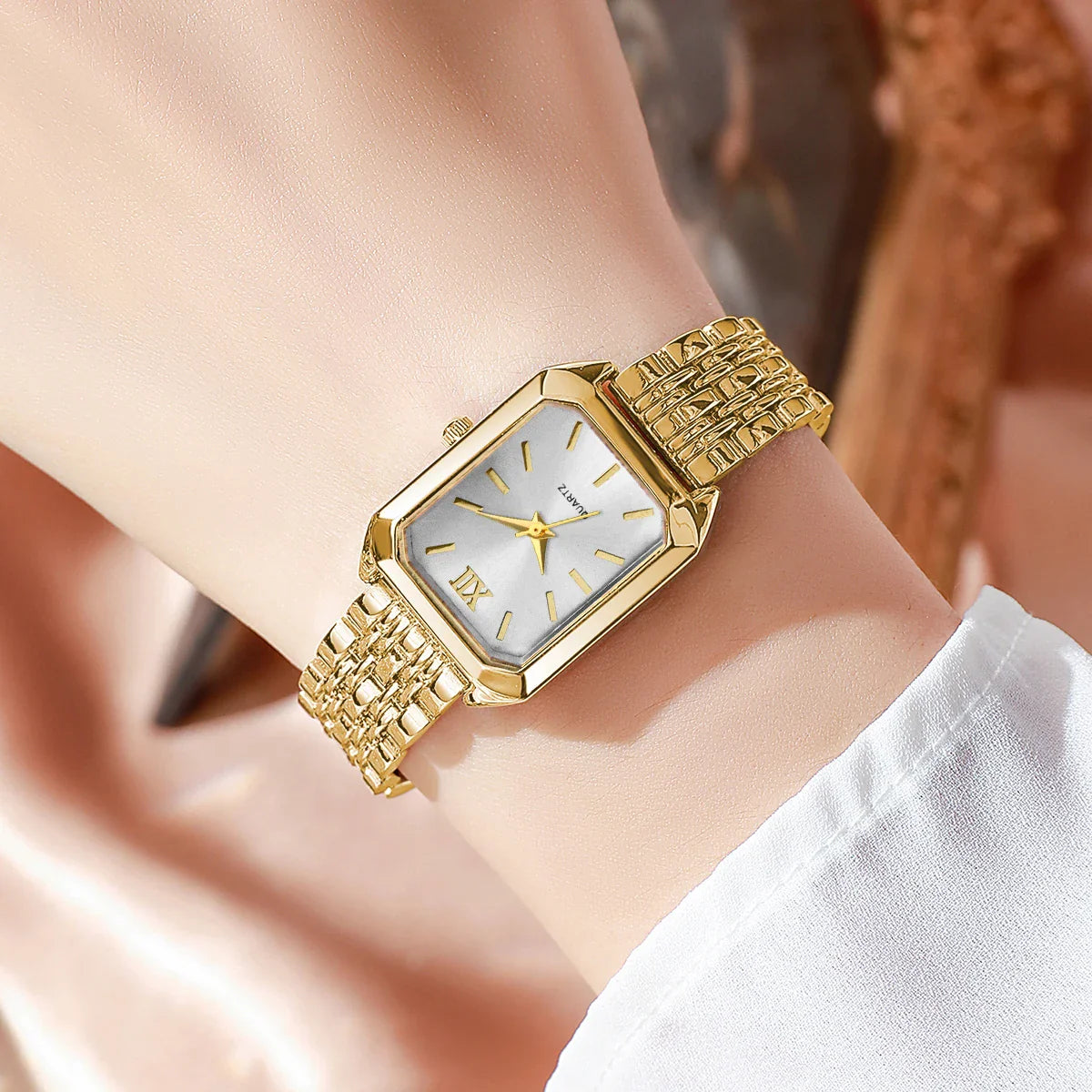 5PCS/Set Elegant Rectangle Women Watches, Fashion Ladies Quartz Wristwatch Jewelry Set.