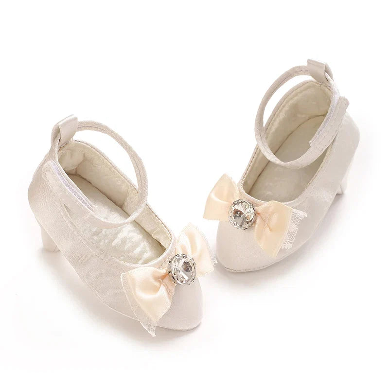 Newborn Infant Baby Fashion Girls High Heels Shoes 0-5Months Princess Bow Party Crib Shoes Photo Props Shoes