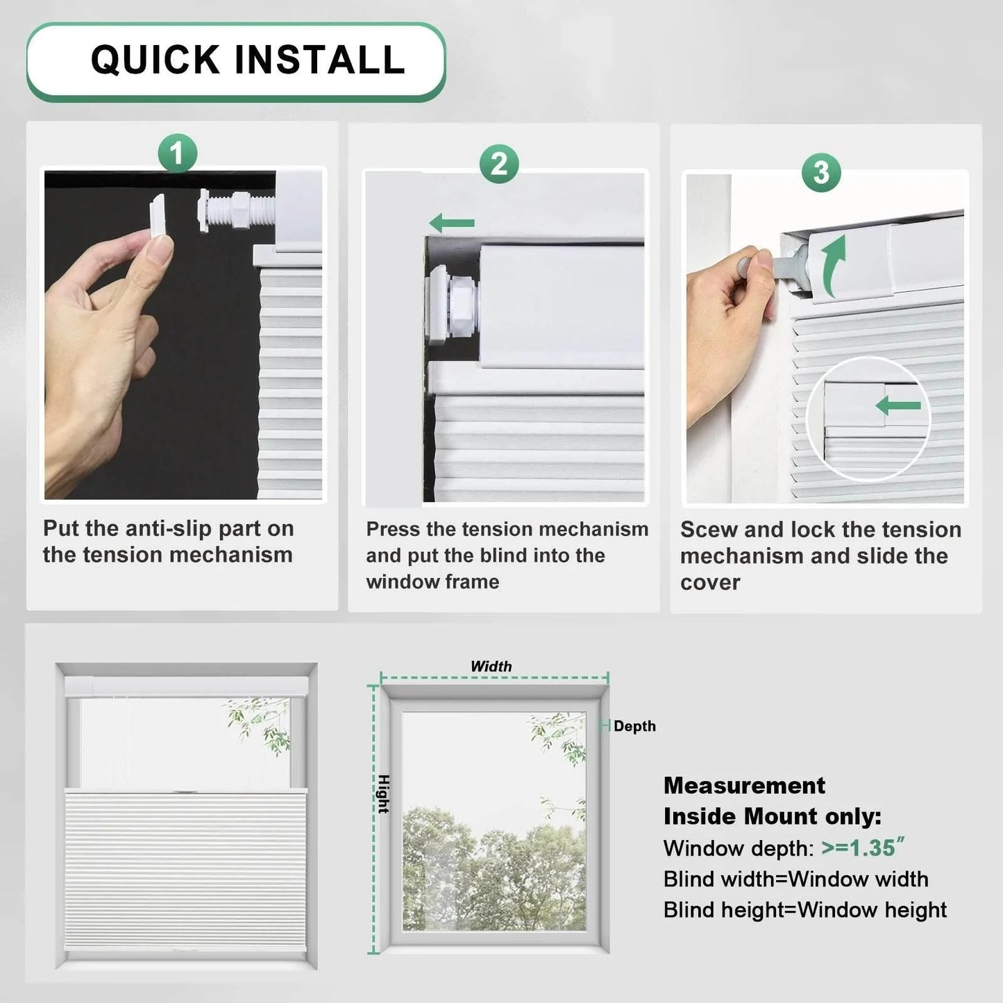 SnapFit Cordless Shades – No Drill, Instant Privacy & Light Control