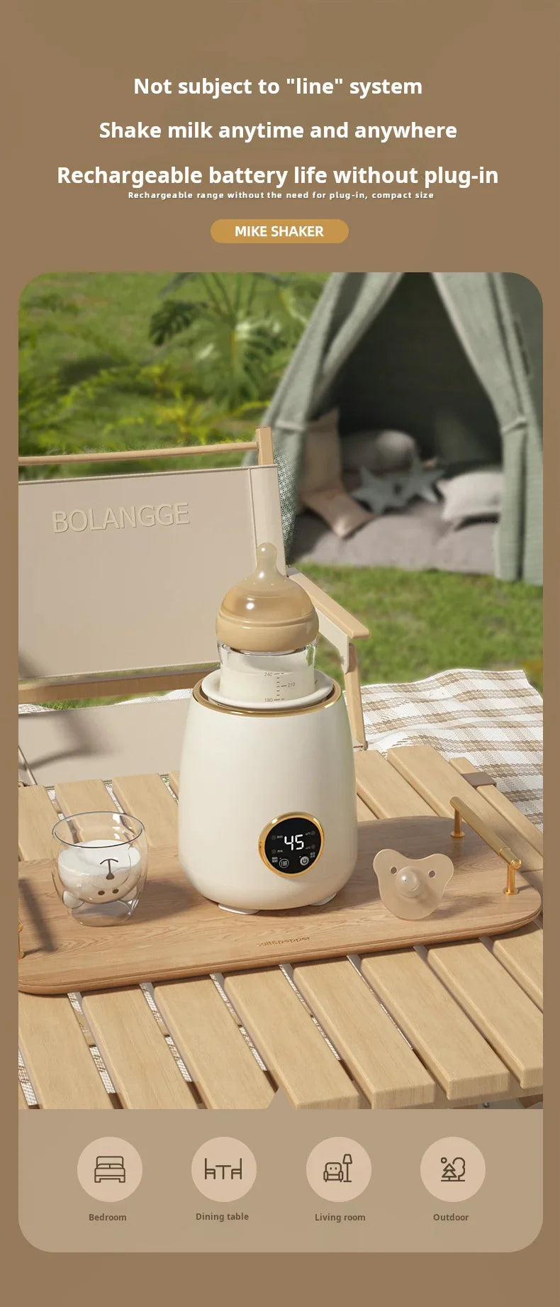 Bottle shaker outdoor baby milk powder warmer usb rechargeable multifunctional electric shaker milk warmer constant temperature