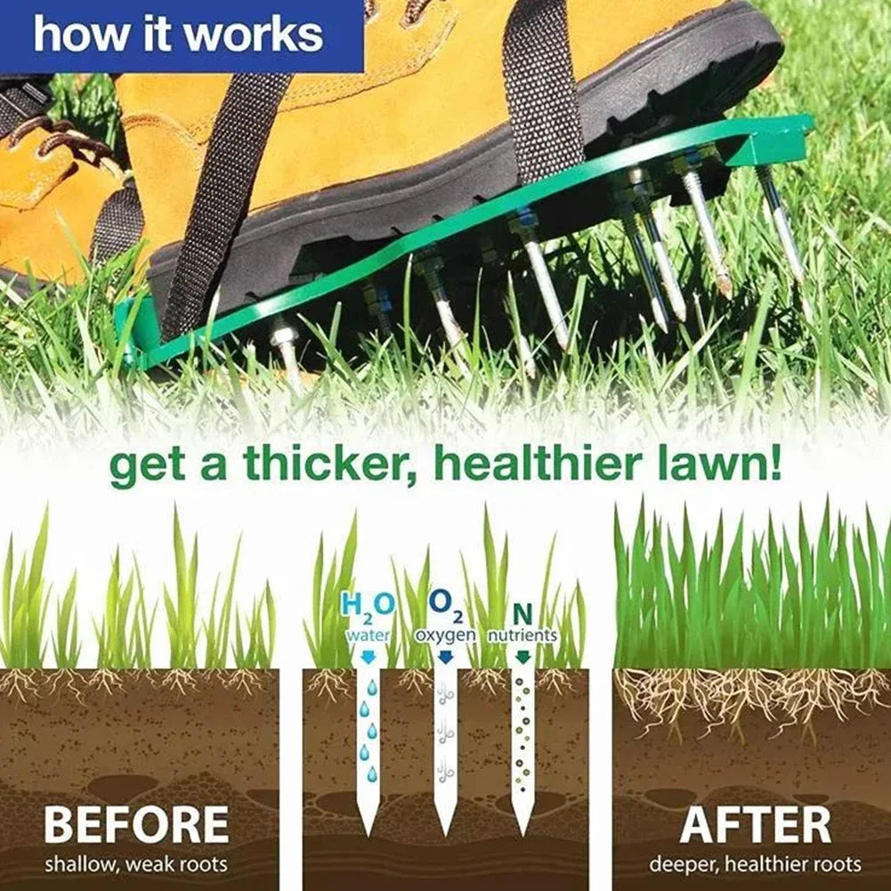Lawn Aerator Spikes Shoes Grass Cultivator Shoes Spikes Nail Aerators Yard Garden Tool Soil Scarifiers Shoes Grass Cultivator