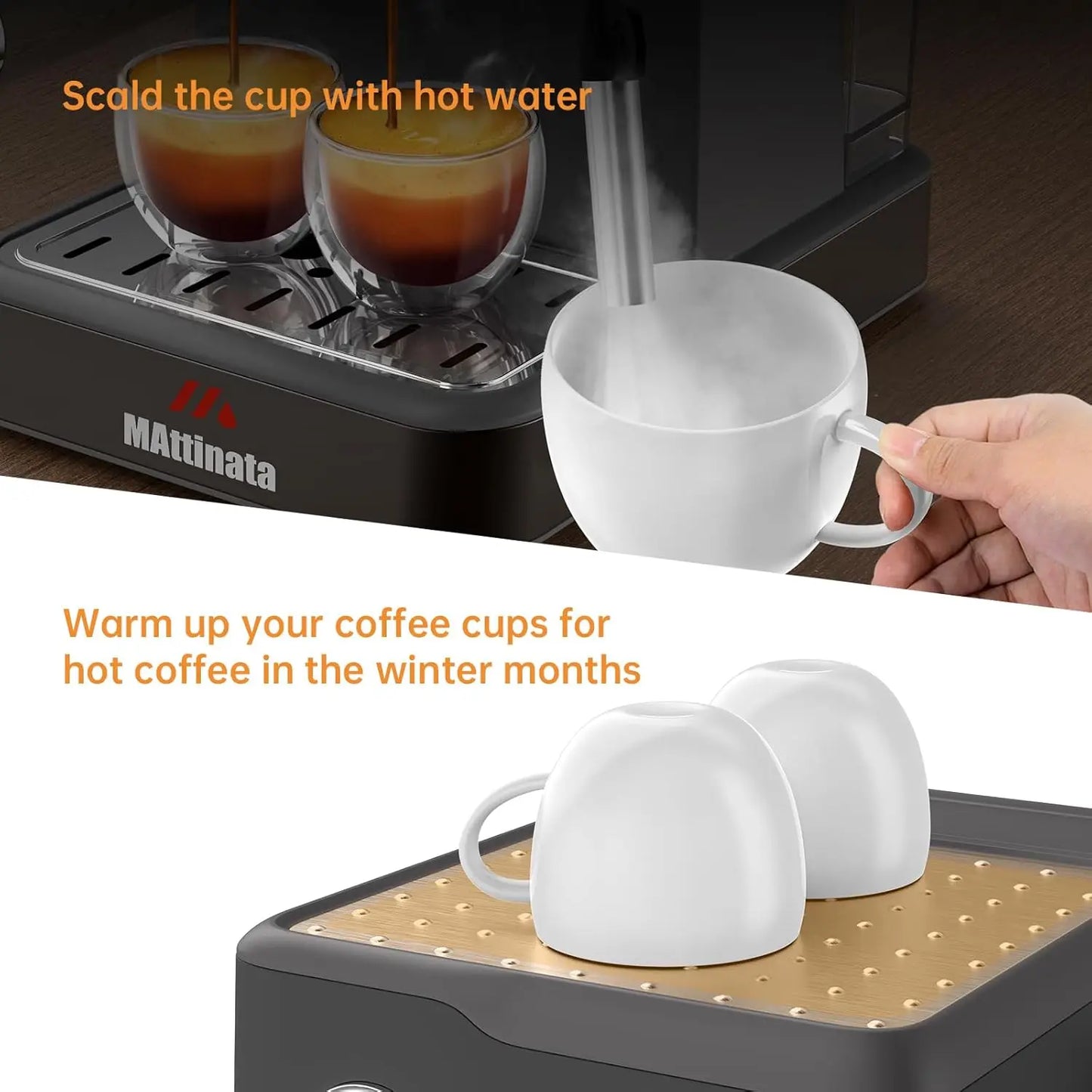 Espresso Machine 20 Bar, Stainless Steel Coffee Maker with Milk Frother, 60oz Removable Water Tank for Home.