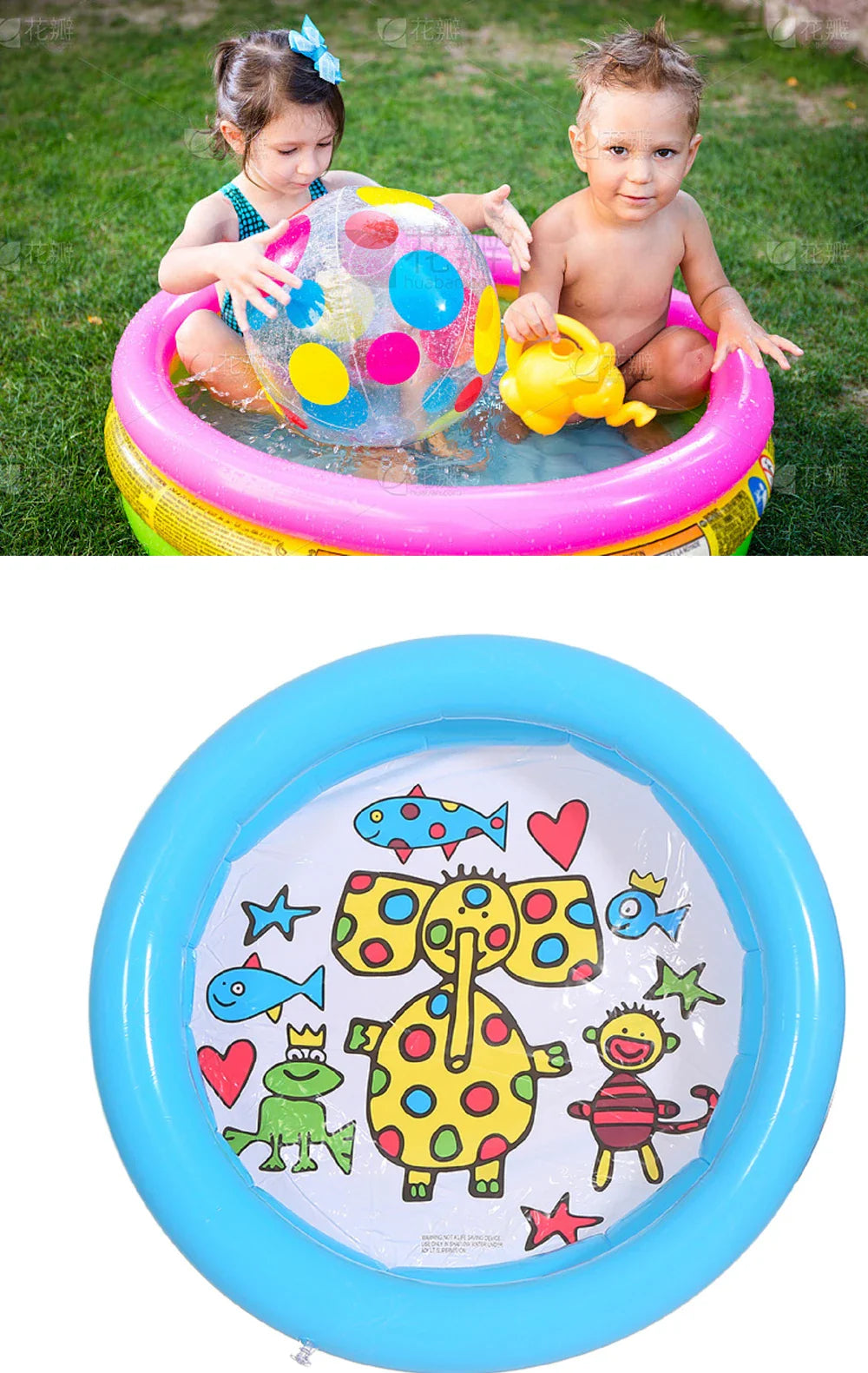 1PC 65X65CM 2024Baby Swimming Pool Child Summer Kids Water Toys Inflatable Bath Tub Round Lovely Animal Printed Pool