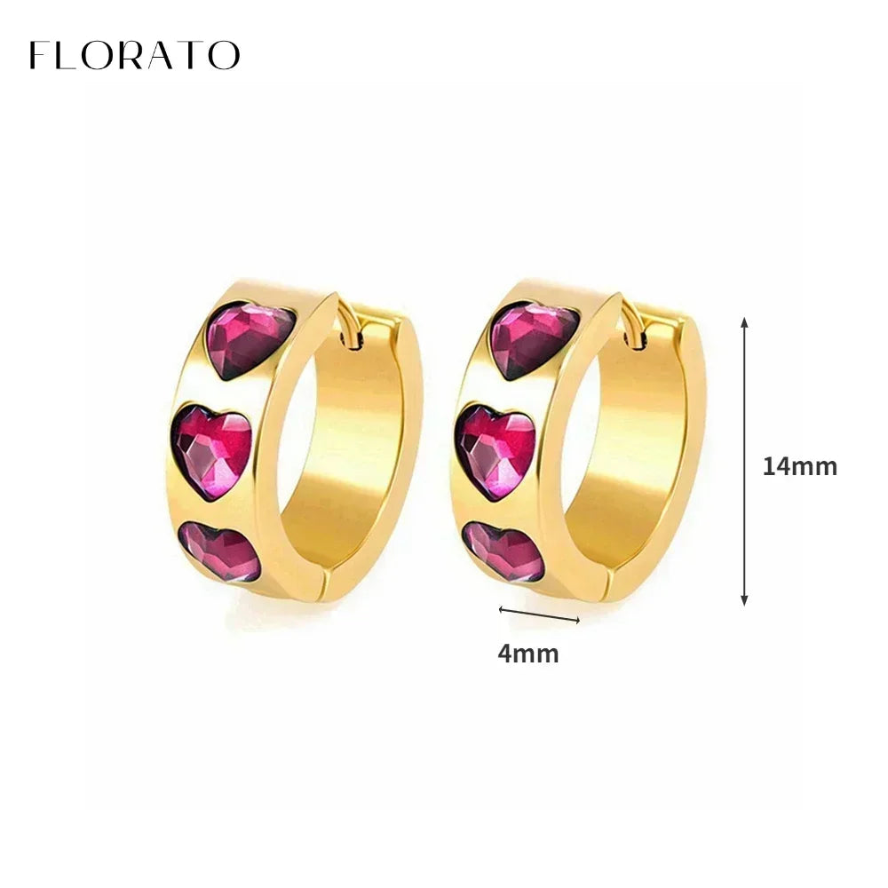 925 Sterling Silver Ear Needle Rose colors Zircon Hoop Geometric Pendant Earrings for women Luxury Fashion Wedding Jewellery2023