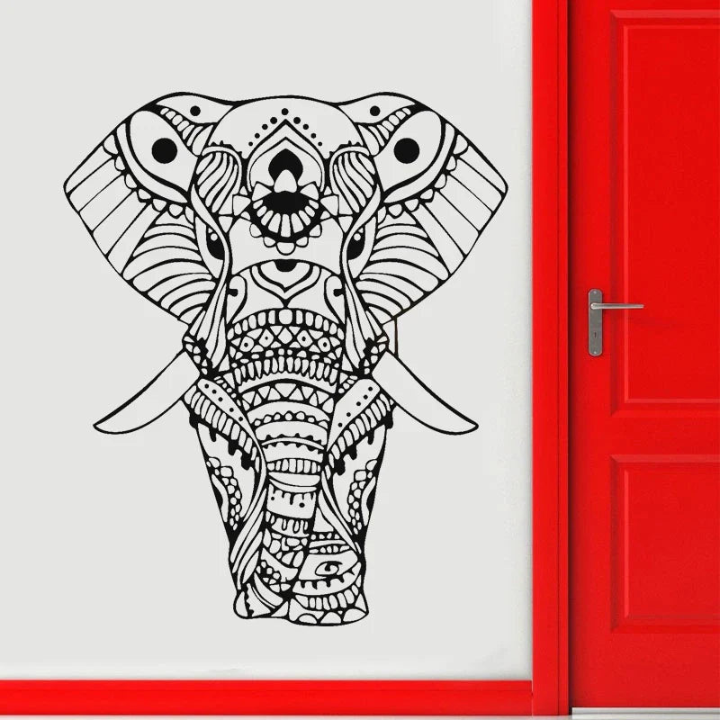 Mandala Yoga Ornament Indian Buddha God Elephant Wall Stickers Vinyl Home Decor Living Room Bedroom Decals Removable Mural M613