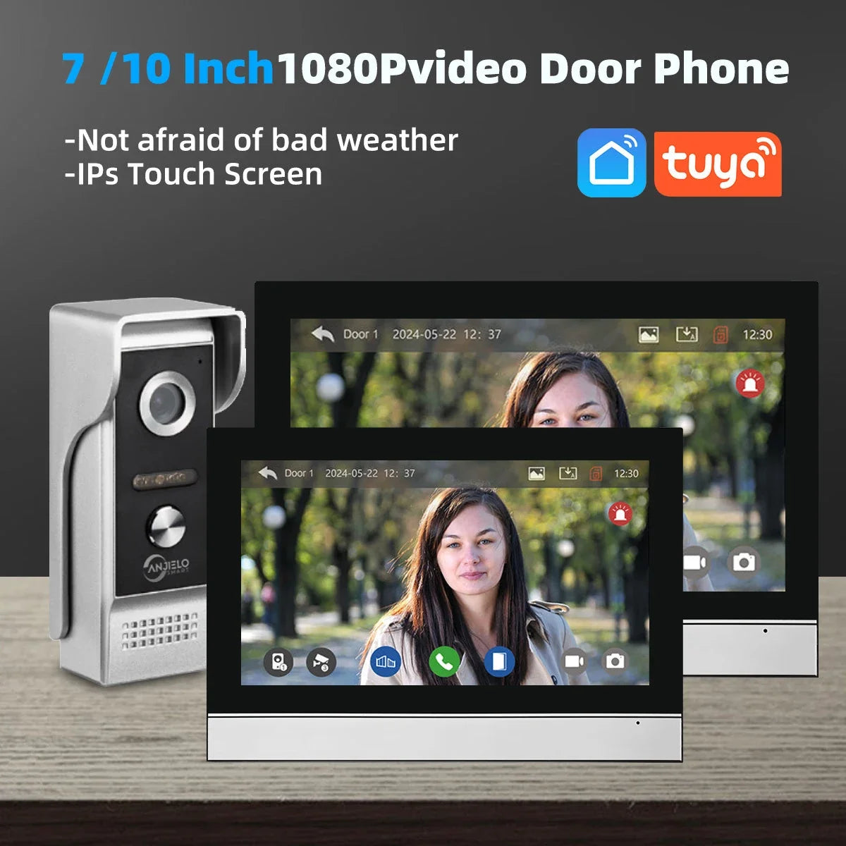 Tuya 1080P 7/10 inch Color Touch Screen WiFi Doorbell Intelligent APP Intercom Kit with Mobile Detection 128G Image Storage