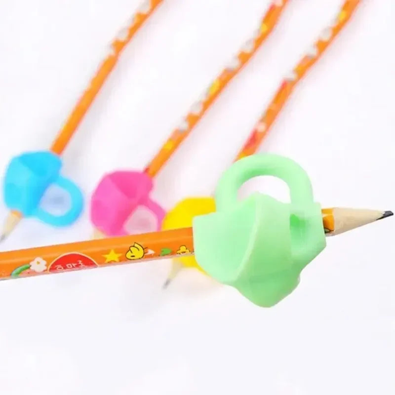 3 Finger Silicone Pencil Pen Holder Children Writing Learning Tool Stationery Aid Grip Posture Correction Device 1 Piece/ Set