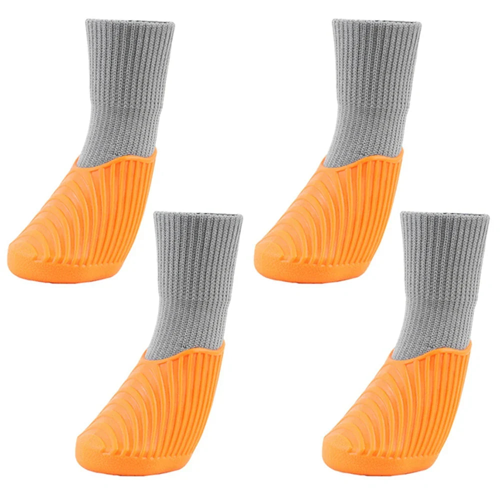 4PCS Dog Shoes Waterproof Fall Winter Pet Snow Boots Puppy Sock Shoes with Antislip Sole Soft Comfortable Dog Paw Protector